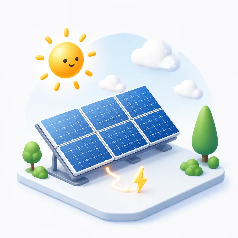 太陽光パネルで発電するアイソメトリックイラスト